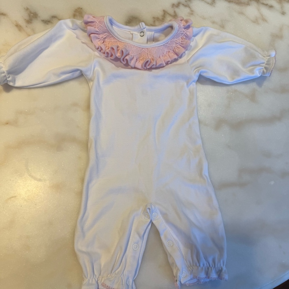 Pink and White Ruffled Kids One Piece